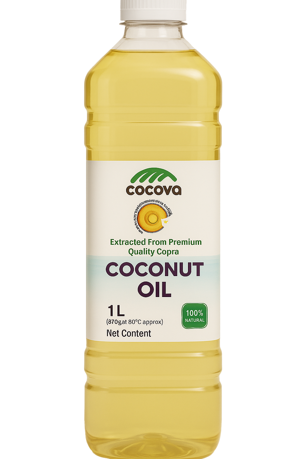 Cocova 1 Liter Pure Coconut Oil Bottle